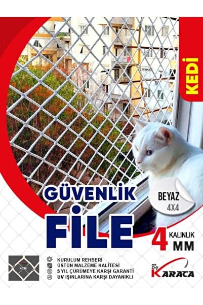 Kedi Balkon Güvenlik Filesi 1 5x3 4mm Kalınlığı 4x4 Gözenekli