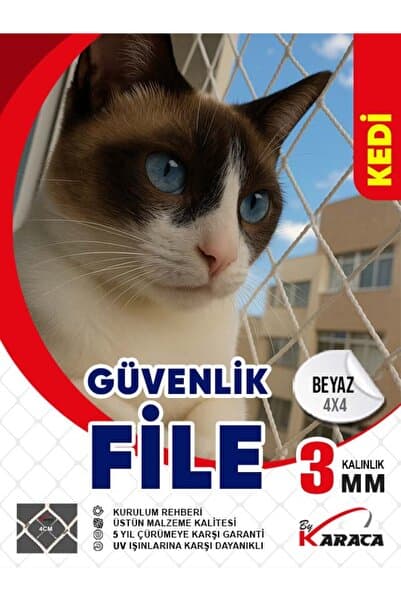 Kedi Güvenlik Filesi 3mm İp Kalınlığı 4x4 Gözenekli